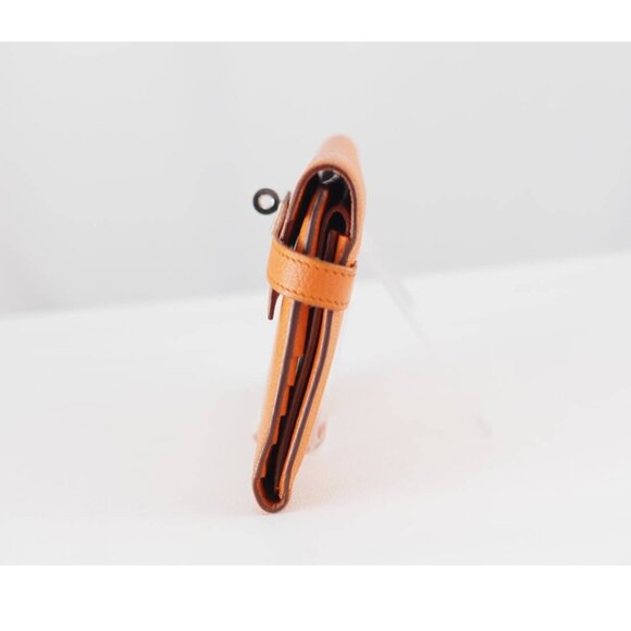 Hermes Classic Kelly Long Wallet Orange Chevre Leather Silver Classique Depliant - Picture 2 of 9